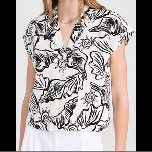 Madewell Black and White Seashell Print Blouse